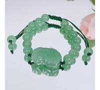 YXWYXWA Bracelet Natural Crystal Bracelet 8MM Green Aventurine Carved Feng Shui Pi Xiu/Pi Yao Lucky Charm Handmade Braid Rope Adjustable Bracelet Amulet for Good Luck Money Prosperity Meditation