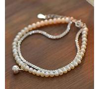 YXWYXWA Bracelet Natural Freshwater Pearl Bracelet 4MM Baroque Pearl Feng Shui Bell Lucky Charm Pendant Sterling Silver Multi Layer Adjustable Bracelet for Women Good Luck Prosperity Femininity