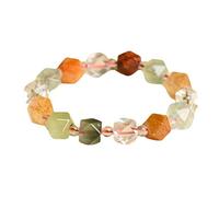 YXWYXWA Bracelet Natural Multi Gemstone Bracelet Diamond-Cut Crystal Gold Rutilated Quartz Wealth Spiritual Feng Shui Charm Chakra Bangle Adjustable Lucky Gift for Men Women,9mm