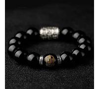 YXWYXWA Bracelet Natural Obsidian Wealth Bracelet 12 Animal Charm Bracelet Reiki Crystal Spiritual Chakra Bracelet Amulet Lucky Adjustable Ward Off Evil Bracelet Women Men,Dog