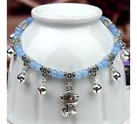 YXWYXWA Bracelet Natural Red Blue Black Agate Tibetan Silver Anklet Bracelet Chain Feng Shui Spiritual Amulet Charm Chakra Gems Authentic Crystal Adjustable Anklet Good Luck Gift Women,Bell