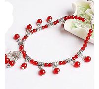 YXWYXWA Bracelet Natural Red Blue Black Agate Tibetan Silver Anklet Bracelet Chain Feng Shui Spiritual Amulet Charm Chakra Gems Authentic Crystal Adjustable Anklet Good Luck Gift Women,Bell