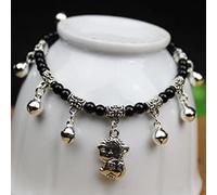 YXWYXWA Bracelet Natural Red Blue Black Agate Tibetan Silver Anklet Bracelet Chain Feng Shui Spiritual Amulet Charm Chakra Gems Authentic Crystal Adjustable Anklet Good Luck Gift Women,Bell