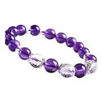 YXWYXWA Bracelet Purple Crystal Bracelet White Yellow Crystal Bracelet Quartz Bracelet Spiritual Sweet Amulet Charm Chakra Gemstones Good Luck Gift for Women Men,Purple+Yellow Crystal