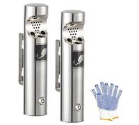 YXWYXWA Cenicero de Pared, Cenicero de Pared de 2 Piezas para Exteriores, Cenicero de Acero Inoxidable con Cerradura, Ceniceros Públicos Tubulares Resistentes a la Intemperie para Patio, Restaurante,