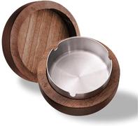 YXWYXWA Cenicero de Viento de Madera, cenicero con Tapa, Plateado, Resistente al Viento, a Prueba de olores, Adecuado para Bar, Sala de Estar, Oficina, Fiesta