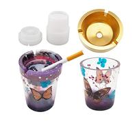 YXWYXWA Cenicero Moldes de Resina epoxi para Coche con Tapa Moldes de Silicona Molde de fundición Molde de Resina para cenicero de Coche, hogar y Oficina