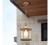 YXWYXWA Chinese Outdoor Waterproof LED Rustic Bronze Outdoor Waterproof Hanging Lantern American Village Chain Adjustable Ceiling Pendant Light Corridor Balcony Villa Garden Courtyard Interesting