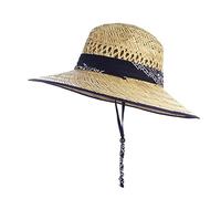 YXWYXWA Classic Handwork Men Lifeguard Hat Cowboy Summer Beach Sun Hat Black Red Ribbon Outdoor Wide Brim Hat