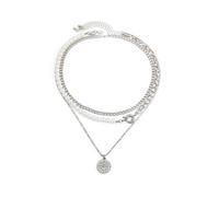 YXWYXWA Collar de Cadena de acera en para Hombres múltiples múltiples de compás con Perlas de Plata/aleación de Oro con Broche de Langosta joyería Elegante