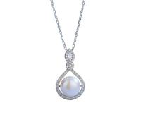 YXWYXWA Cz Necklace for Women, 925 Sterling Silver Necklace Elegant White/Green Waterdrop Cubic Zirconia Marquise Shape Pendant Necklaces for Birthday
