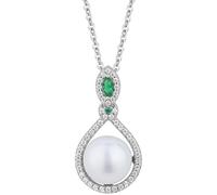 YXWYXWA Cz Necklace for Women, 925 Sterling Silver Necklace Elegant White/Green Waterdrop Cubic Zirconia Marquise Shape Pendant Necklaces for Birthday