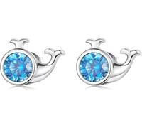 YXWYXWA Dazzling Ocean 925 Sterling Silver Burnal Studs Blue Zircons Pendientes para Mujeres Joyas de Fiesta de niñas