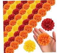 YXWYXWA Decoración Cabezales de Flores de caléndula Artificial 60 Piezas 1.97 Pulgadas de marguinación de Seda Cabeza de Flores de marguinización de Vidas a Granel Flores de caléntula Falsa para la