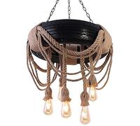 YXWYXWA E14 American Country Industrial Style Creative Personality Twine Tire Retro In Living Room Dining Room Cafe Bar 6-S Adjustable Height Hemp Rope Ceiling Pendant Interesting