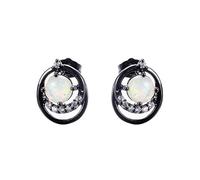 YXWYXWA Earrings Platinum Four-Claw Blue Round Opal Earrings Female Accessories Accessories Jewelry Good for Parties, Shopping and Traveling Exquisite/Black White