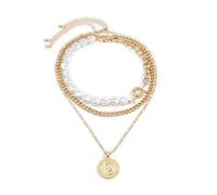 YXWYXWA Elegant 3-Layer Pearl-Imitation Gold Choker Necklace for Women - Versatile Gift Idea