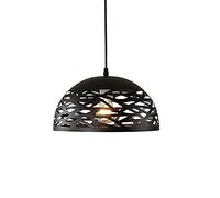 YXWYXWA European Retro Industrial Metal Iron E27 Vintage Hollow Semicircle Black Pendant Light Household Living Room Aisle Restaurant Bar Villa Decorative Ceiling Lamp Interesting