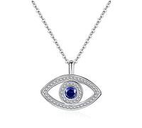 YXWYXWA Fashion Charm 925 Sterling Silver Luck Turquía Evil Blue Rhinestone Eye Collar para Mujeres