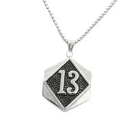 YXWYXWA Fashion Classic 13 Lucky Number Pends Vintage Biker de Acero Inoxidable Collar de Suerte For Men Punk Amulet Jewelry Gift