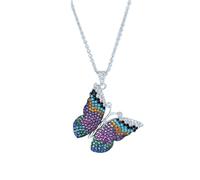 YXWYXWA Fashion Glitter Butterfly 925 Sterling Silver Girls Pendants For Women Birthday Party Gift Nighthawk Joyería Fina