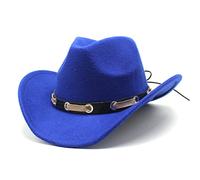 YXWYXWA Felt Hat Female British Retro Roll-Brimmed Jazz Hat Men's Casual Felt Hat Two-Color Belt Hat