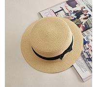 YXWYXWA Hat Summer Beach Hat Female Casual Lady Women Flat Brim Bowknot Straw Cap Girls Sun Hat