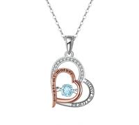 YXWYXWA Heart Necklaces for Women, 925 Silver Chain Pendant Necklace Round Shape Cubic Zirconia Jewelry with Box