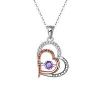 YXWYXWA Heart Necklaces for Women, 925 Silver Chain Pendant Necklace Round Shape Cubic Zirconia Jewelry with Box