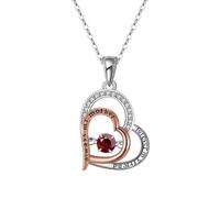 YXWYXWA Heart Necklaces for Women, 925 Silver Chain Pendant Necklace Round Shape Cubic Zirconia Jewelry with Box
