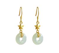 YXWYXWA Hetian Jade S Drop Earrings Long Dangle Earrings For Women - Star Circle Dangly Earrings, Threader Earrings For Teen Girls Lady Birthday Party Valentine's Day Dangling E