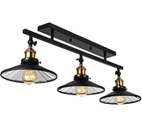 YXWYXWA Industrial Vintage Loft Kitchen Bar 3 Lights Fittings Ceiling Lights Glass Mirror Glass Metal Semi Flush Lamp Ceiling Lamp Fixture For Living Room Dining Room Interesting