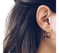 YXWYXWA Jewelry for Women Women Silver Earrings, Bohemia Star Moon Crystal Geometric Round Women Set Stud Earrings Charming Female Birthday Party Jewelry Brincos Gifts For Girlfriend, Wife, Sister,