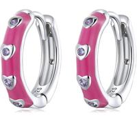 YXWYXWA Joyas de Plata esterlina, 925 Plata esterlina Hebillas de Oreja Rosa Rosa para Mujeres Pendientes Platino chapadas Joyas