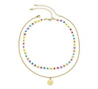 YXWYXWA Layered Gold Alloy Curb Chain Necklace with Pearl and Lobster Claw Clasp for Men Jewelry