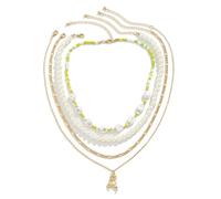 YXWYXWA Layered Pearl Silver Chain Necklace with Figaro Chain and Pendant - Men's Jewelry