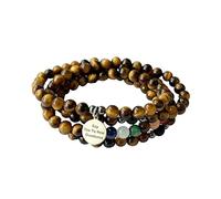 YXWYXWA Necklaces Natural Tiger Eye 108 Bracelet 7 Chakra Bracelet 925 Sterling Silver Inspirational Pendant Bracelet New Year Gift Christmas Bracelet