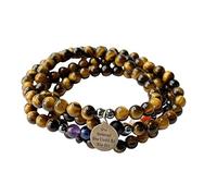 YXWYXWA Necklaces Natural Tiger Eye 108 Bracelet 7 Chakra Bracelet 925 Sterling Silver Inspirational Pendant Bracelet New Year Gift Christmas Bracelet