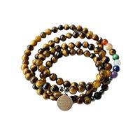 YXWYXWA Necklaces Natural Tiger Eye 108 Bracelet 7 Chakra Bracelet 925 Sterling Silver Inspirational Pendant Bracelet New Year Gift Christmas Bracelet