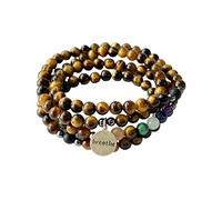 YXWYXWA Necklaces Natural Tiger Eye 108 Bracelet 7 Chakra Bracelet 925 Sterling Silver Inspirational Pendant Bracelet New Year Gift Christmas Bracelet