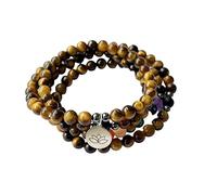 YXWYXWA Necklaces Natural Tiger Eye 108 Bracelet 7 Chakra Bracelet 925 Sterling Silver Inspirational Pendant Bracelet New Year Gift Christmas Bracelet