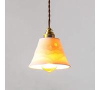 YXWYXWA Nordic Japanese Style Mountains Shadow Brass Retro Industrial Ceramics Semi-Transmission E27 Pendant Light Personality Living Bedroom Restaurant Balcony Ceiling Lamp Interesting