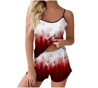 YXWYXWA Pajama Set for Women Bloody Spaghetti Strap Sleepwear Blood Splash Lightweight 2 Pieces Short Set