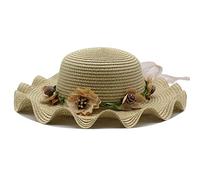 YXWYXWA Parent-Child Big Wide Brim Beach Hat Handmade Floral Straw Cap Girls Summer Hats Women