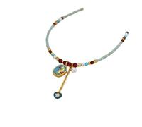 YXWYXWA Pearl Pendant Necklaces for Women, Gold Necklace Trendy Horse Round Shape Gold Plated Jewelry