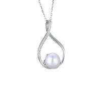 YXWYXWA Pearl Pendant Necklaces for Women, Silver Necklace Jewelry Infinity 9Mm Pearl 925 Sterling Silver for Birthday