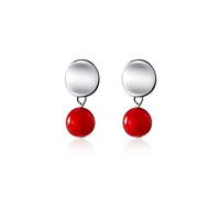 YXWYXWA Pendientes de Damas 925 Pendientes de Colgante Cortos de Plata Pendientes Redondos Red Modas Fashion Elegant Party Banquet Pendientes Joyas delicadas