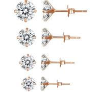 YXWYXWA Plated CZ Stud Earrings Simulated Diamond Round Cubic Zirconia Ear Stud Set（4 Pairs