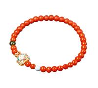 YXWYXWA Pulsera Agata natural pulsera 4.5 mm AGATE RED SUR JASPER TURQUOISE FENG SHUI STERLING STERLING STERLING ENAMEL CONDESTOR DE LUCA AMULETA EN