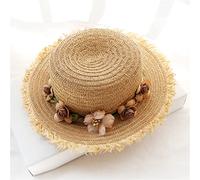 YXWYXWA Raffia Summer Hats Women Parent-Child Beach Straw Hat Sun Beach Accessories Flat Top Cap Wreath Outdoor
